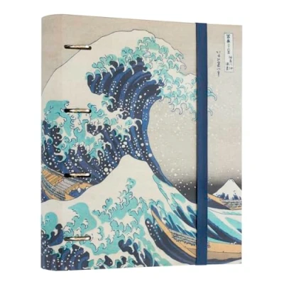 Image of Grupo Erik Hokusai 4 Ring Binder A4 Folders 10.8 x 12.6 inches / 27.5 32 cm Ringbinder Japanese Gifts Stationery The Great Wave Off Kanagawa