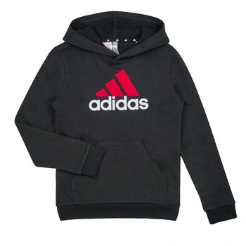 Image of adidas Unisex Kids Essentials Two Colored Big Logo Cotton Hoodie, black/better scarlet/white, 7 8 Years