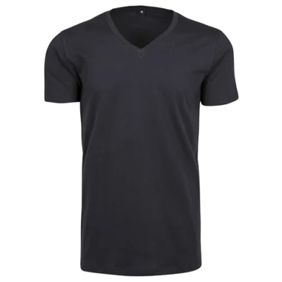 Image of Build Your Brand Men&#039;s Light T Shirt V Neck, Navy, S