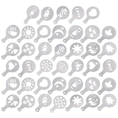 Image of CKANDAY 40 Pcs Coffee Decorating Stencils, 3 Pack Foam Latte Art Barista Template for Oatmeal Cupcake Cake Cappuccino Hot Chocolate Adult Kids Children Christmas Thanksgiving Day
