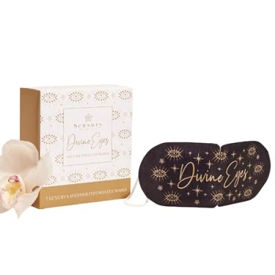 Image of 7 Divine Eyes Self Heating Eye Masks, Box of 7, Relaxing Lavender Mask for Puffy and Soothing Sleep