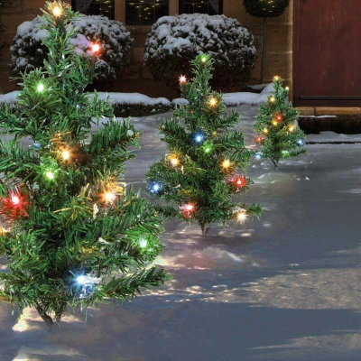 Image of Samuel ALEXANDER 6pc 5m Christmas Green Tree Outdoor Path Lights with 15 Multi Colour LEDs per