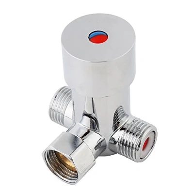 Image of GLOGLOW G1/2 Hot Cold Water Mixing Valve, Usable Bathroom Sink Faucets Thermostatic Mixer Temperature Control for Automatic Faucet