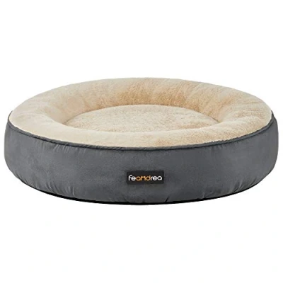 Image of Feandrea Dog Bed, Doughnut Cat Round, 60 cm Dia., Dark Grey