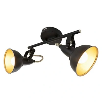 Image of Briloner Leuchten Modern ceiling light, retro/vintage design, 2 rotatable spotlights, metall black gold look, E14, IP20, max. 40 Watt, length: 30.4 cm