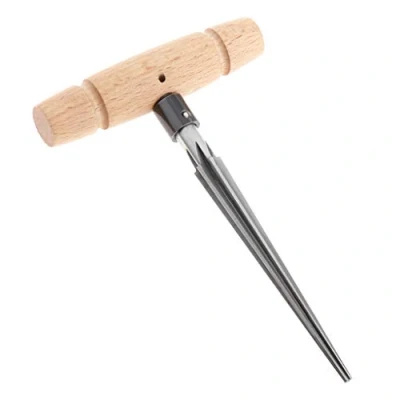 Image of Alnicov T Handle Tapered Wood Hand Held Reamer 4 Fluted Chamfer Reaming Guitar Woodworker Cutting Tool