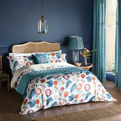 Image of Sanderson Jackfruit Duvet Cover Set Single Indigo &amp; Papaya