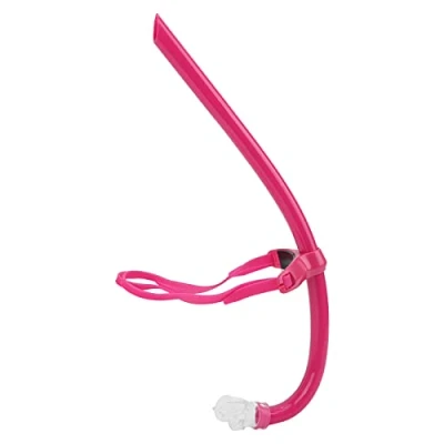 Image of VGEBY Snorkel Lap, Swimming Front Mounted Snorkel, Adult Swimmers Snorkeling Gear with Comfortable Silicone Mouthpiece Swim Training Breath Suitable for Pool Open Water(red) Diving
