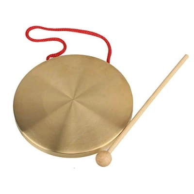 Image of Yibuy 150mm Brass Instruments Copper Cymbals Opera Gong with Round Play Hammer Drumstick