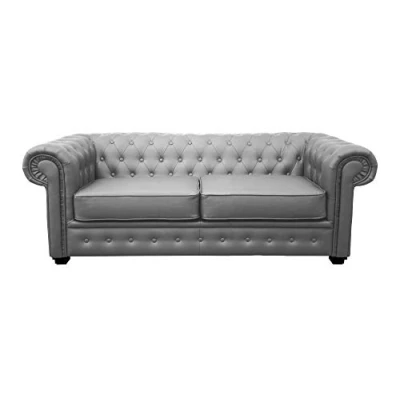 Image of Chesterfield Style Venus Sofa 3 Seater 2 Armchair Grey Faux Leather (2 Seater)