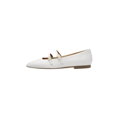 Image of Tamaris Ankle strap ballet pumps, Women&#039;s, Size: 5, White Leather