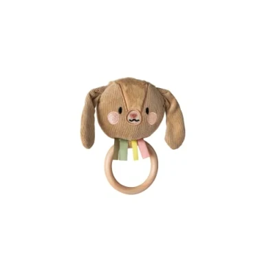 Image of Taf Toys TAF13015 Jenny Bunny Soft Plush Toddler Sensory Easy to Grab Wooden Ring Rattle. Suitable for Newborn Baby Boys &amp; Girls from Birth