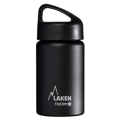 Image of Laken Thermo Classic Vacuum Insulated Stainless Steel Water Bottle Wide Mouth 350ml, Black