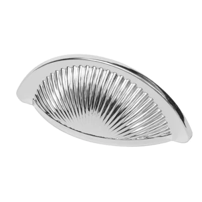 Image of Decoranddecor Arro Half Moon Shaker Cup Handles Cabinet Pulls Zinc 64mm Hole Centre (Polished Chrome)