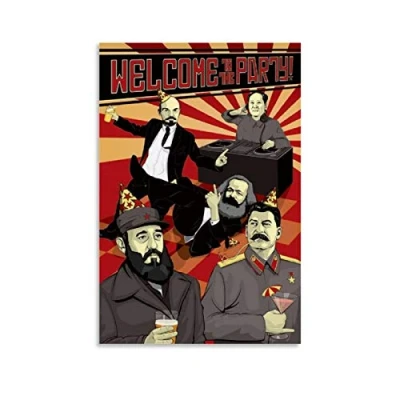 Image of RUIQIU Welcome to The Party Communist Leaders Funny Poster Canvas Art and Wall Picture Print Modern Family bedroom Decor Posters 16x24inch(40x60cm)