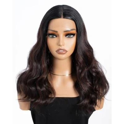 Image of Style Icon Wigs Black mixed Red Lace Front Loose Curly 17 Inches Hair Replacement Synthetic For Women Heat Resistant Fibre (TTFV1B/4/33F)