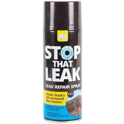Image of AlezyB 1 x Stop That Leak Repair Black Aerosol Spray Cans 400ml Seals Leaks All Around The Home Ideal for Piping &amp; Guttering