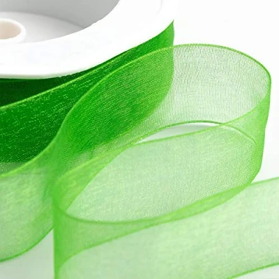 Image of Italian Options Organza Chiffon Ribbon, 25mm x 20 Metre Roll, Emerald