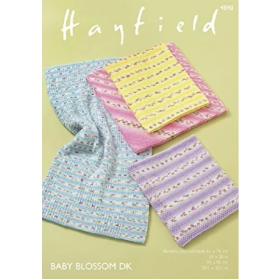 Image of Sirdar 4840 Knitting Pattern Blankets in Hayfield Baby Blossom DK