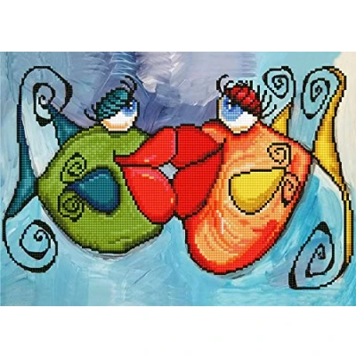 Image of Diamond Dotz Painting Kit: Fishy Kissy, Assorted, 50 x 38cm