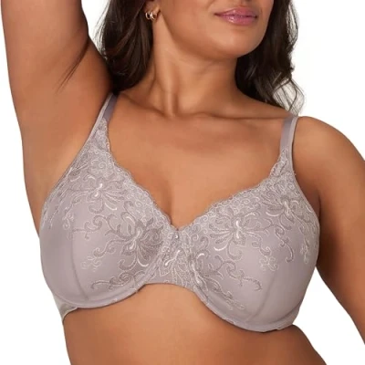 Image of Playtex Women&#039;s Love My Curves Feel Gorgeous Underwire Full Coverage Bra 4513 Grey 38 E