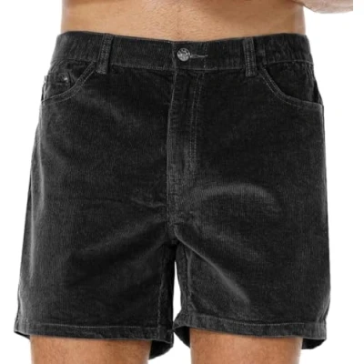 Image of AIMPACT Mens Corduroy Shorts Slim fit 5.5&quot; Flat Front Stretch Casual with Pockets, Black, Large
