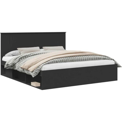Image of vidaXL Bed Frame with Headboard Black 180 x 200 cm Solid Pine Wood