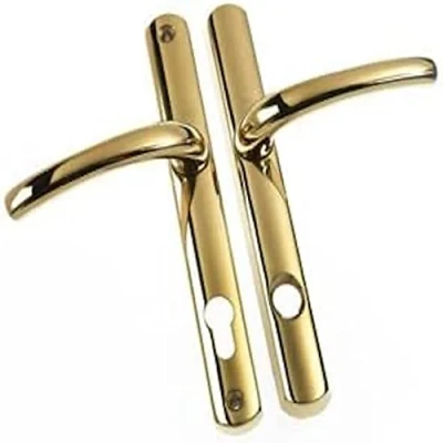 Image of Yale P Y2G HSLL PG TS007 2 Star Platinum Security Door Handle, Maximum Security, Gold Finish, 92mm centre, 215mm fixing holes distance
