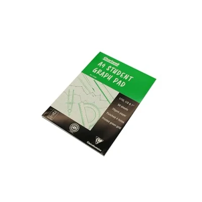 Image of Clairefontaine Ref J104BZ Chartwell Graph Pad (Contains 50 Sheets) A4 (210 x 297mm) Sized, 1/10, 1/2 &amp; 1 Inch Square Rulings, 70gsm Punched Paper, FSC Certified