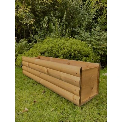 Image of RUDDINGS WOOD 90cm Wooden Trough Planter Garden Plant Pot Container Log Style Full Assembly
