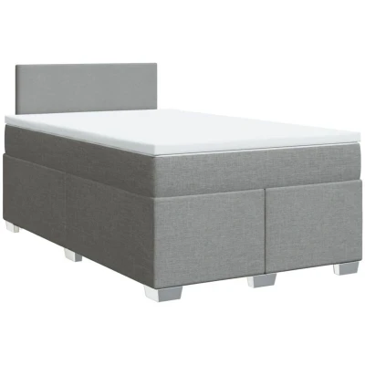 Image of vidaXL Box Spring Bed with Mattress Light Grey 120x200 cm Fabric