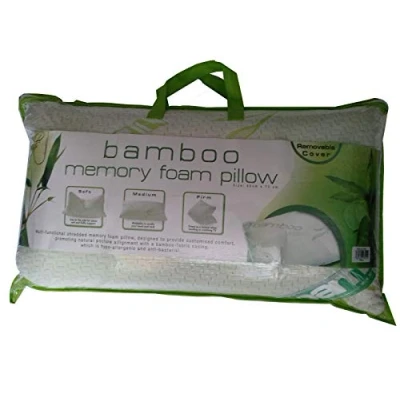 Image of AR Textile Luxury Bamboo Memory Foam Pillows with Removable Cover, Medium Firm Support, Orthopedic Pain Relief (Pack of 2)