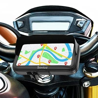 Image of motorbike phone holder waterproof case with visor valid for Smartphones up to 7.5&quot; compatible All Types of Handlebars motorcycle mount