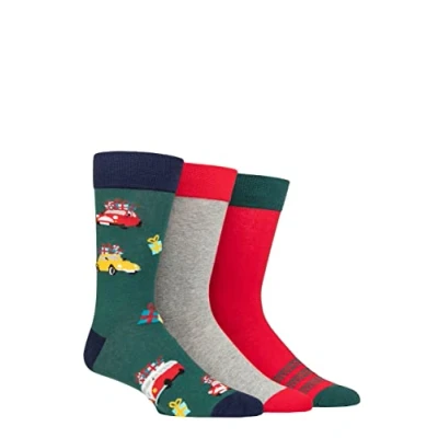 Image of Mens 3 Pair SOCKSHOP Wildfeet Christmas Patterned Socks Driving Home for UK 7 11