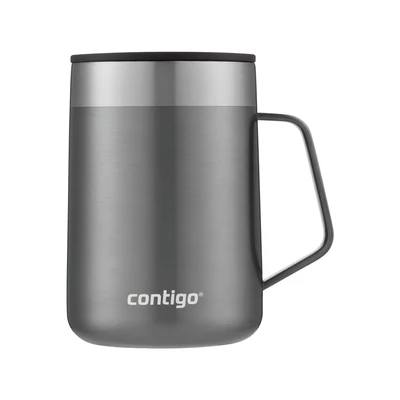 Image of Contigo Streeterville Desk Mug, insulated coffee mug with stainless steel handle, to go lid, keeps and tea warm for up 5 hours, ideal office &amp; home, 410 ml