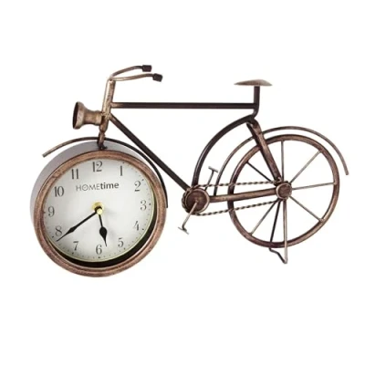 Image of Hometime Metal Mantel Clock Vintage Style Bicycle