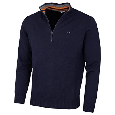 Image of Calvin Klein Mens 1/2 Zip CK Golf Sweater Navy/Orange XXXXXL