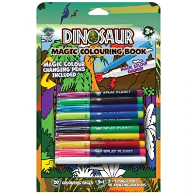 Image of Splat Planet Magic Dinosaur Colouring book with Colour Changing Pens Set Magical art A4 size (Dinosaur)