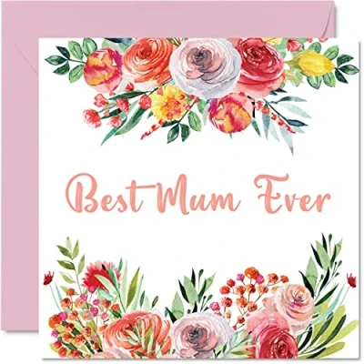 Image of Birthday Cards for Mum Best Ever Beautful Happy Card from Daughter Son, Mother Gifts, 145mm x Mother&#039;s Day Greeting Mama Mam Mammy Mom Mommy