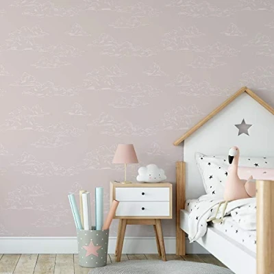 Image of Superfresco Easy Pink Vintage Clouds Wallpaper
