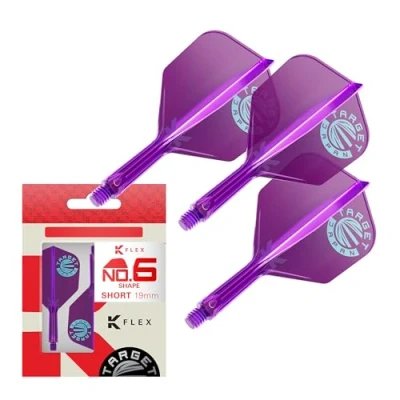 Image of TARGET Japan K Flex Dart Flights and Shaft System, No.6 Pack of 3 Kflex All In One Flight, Purple Limited Edition Darts Accessories Stem Short (19mm)