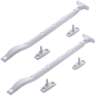 Image of 2X White Casement Stay 10&quot; Long Arm Opening Top Hung UPVC Window Latch Lock Catch