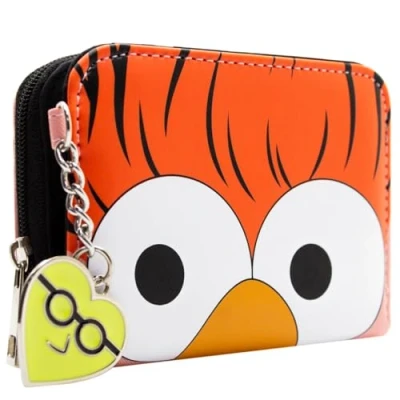 Image of Muppet Lab Assistant Beaker Close Up with Bunsen Charm Purse Bi Fold Coin Pocket &amp; Card Holder, Red