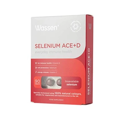 Image of Wassen Selenium ACE+D Immune Health 90 Tablets Supplements System Vitamins and Zinc Contribute to Normal Function of Vitamin C D