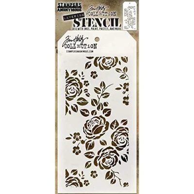 Image of Stampers Anonymous_AGW AGTHS075 Tim Holtz Roses Stencil, Synthetic Material, 28.4 x 11.4 0.1 cm