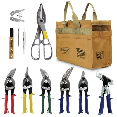 Image of MIDWEST Building Tool Kit 10 Piece Set Includes Aviation Snips with Siding Tools &amp; Bag MWT BULDKIT03