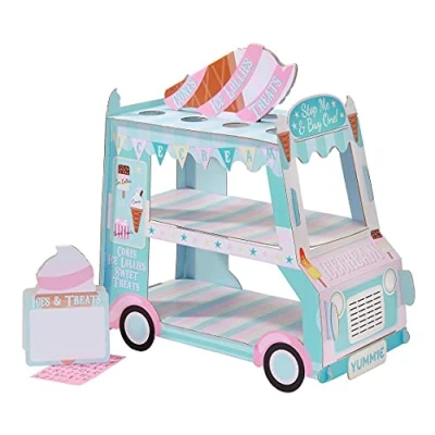 Image of Talking Tables Ice Cream Stall Van Cake Stand Kids Birthday Party Centrepiece Baby Shower Decoration, Summer BBQ Garden