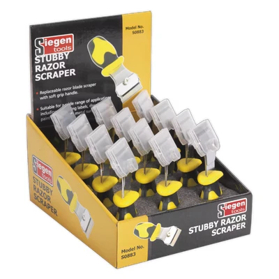 Image of Siegen Razor Scraper with Comfort Grip Stubby Display Box of 12