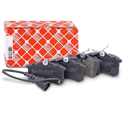 Image of 6Q0698451, 6Q0698451B, 6X0698451, JZW698451F Brake pad set FEBI BILSTEIN 16639 Rear Axle incl. wear warning contact VOLKSWAGEN: Polo IV Hatchback