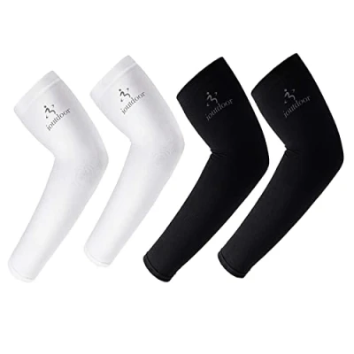 Image of Arm Sleeves UV Protection, Warmers Support Stretchy Anti slip,Compression to Cover Arms Womens Mens Youth for Covering Tattoo Basketball Running Cycling Outdoor (Black White,2 Pair)